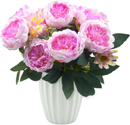 Peonies Artificial Flowers, Fake Peony Bouquet, Realistic Faux Peony Silk Flowers for Wedding, Home Décor, and Table Centerpieces – Ideal for Arrangements and Special Occasions 2 Bouquets (Yellow)
