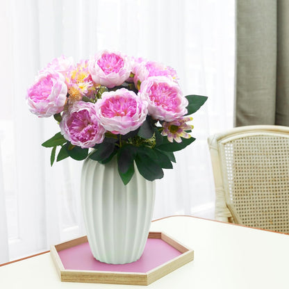Peonies Artificial Flowers, Fake Peony Bouquet, Realistic Faux Peony Silk Flowers for Wedding, Home Décor, and Table Centerpieces – Ideal for Arrangements and Special Occasions 2 Bouquets (Yellow)