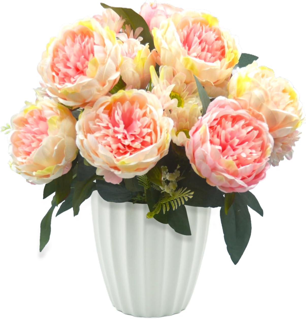 Peonies Artificial Flowers, Fake Peony Bouquet, Realistic Faux Peony Silk Flowers for Wedding, Home Décor, and Table Centerpieces – Ideal for Arrangements and Special Occasions 2 Bouquets (Yellow)