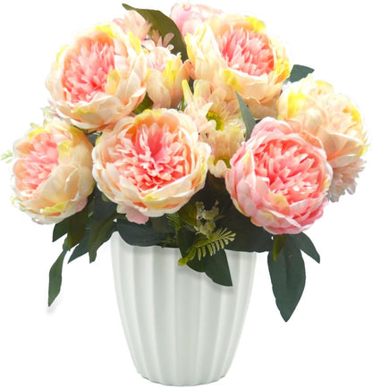 Peonies Artificial Flowers, Fake Peony Bouquet, Realistic Faux Peony Silk Flowers for Wedding, Home Décor, and Table Centerpieces – Ideal for Arrangements and Special Occasions 2 Bouquets (Yellow)