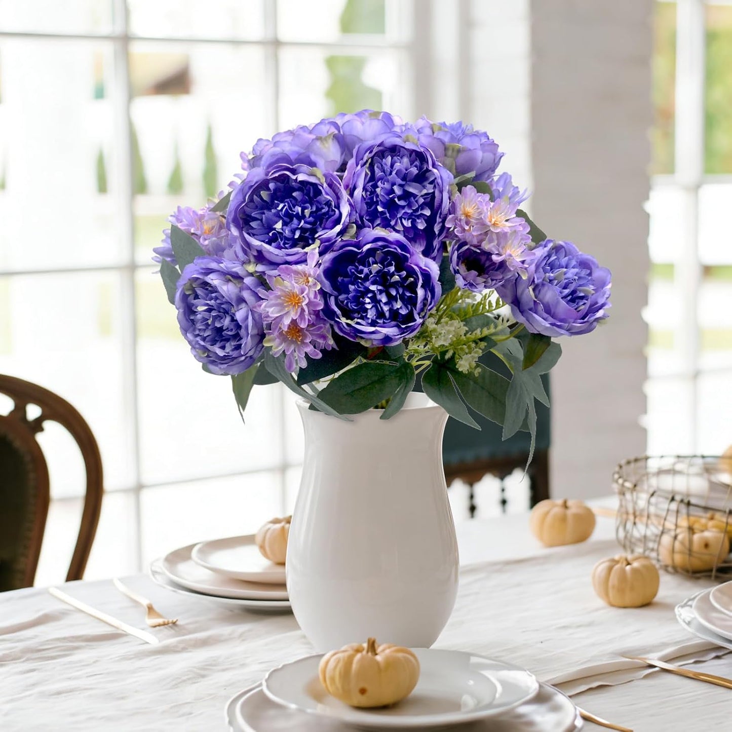 Peonies Artificial Flowers, Fake Peony Bouquet, Realistic Faux Peony Silk Flowers for Wedding, Home Décor, and Table Centerpieces – Ideal for Arrangements and Special Occasions 2 Bouquets (Yellow)
