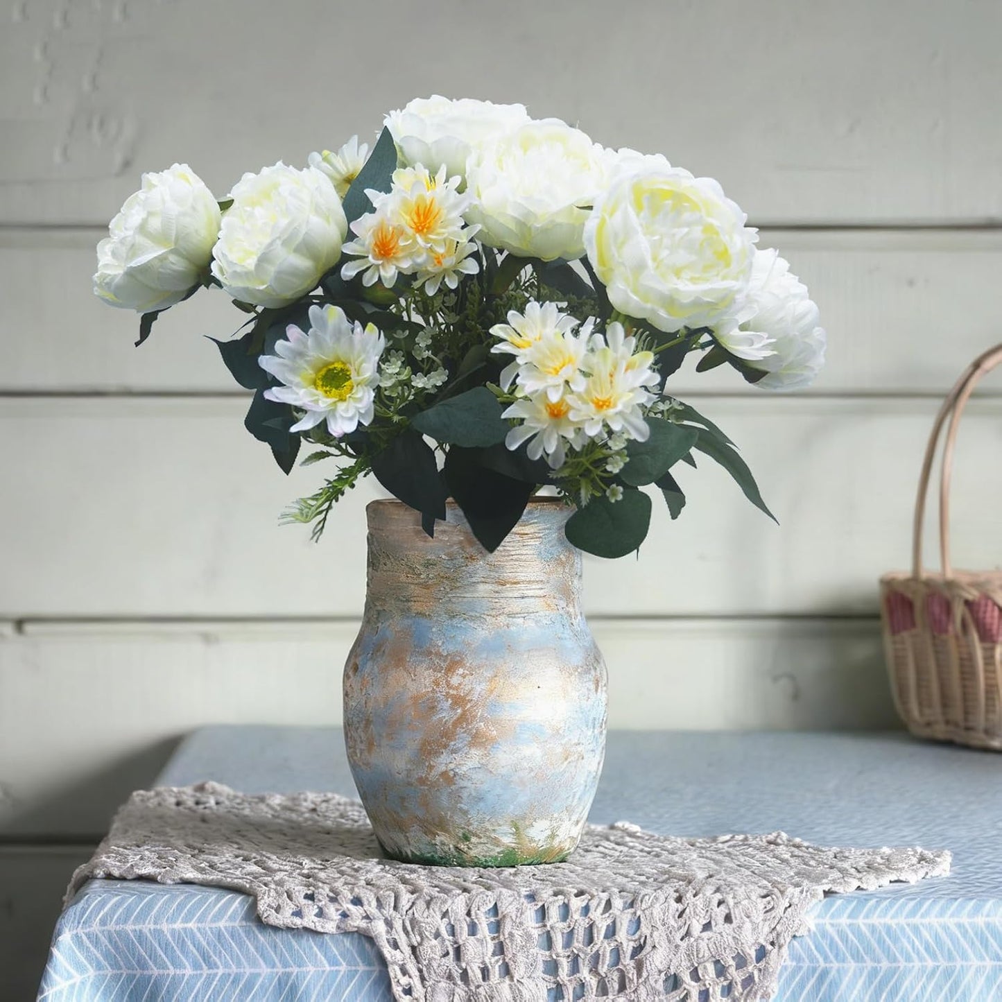 Peonies Artificial Flowers, Fake Peony Bouquet, Realistic Faux Peony Silk Flowers for Wedding, Home Décor, and Table Centerpieces – Ideal for Arrangements and Special Occasions 2 Bouquets (Yellow)