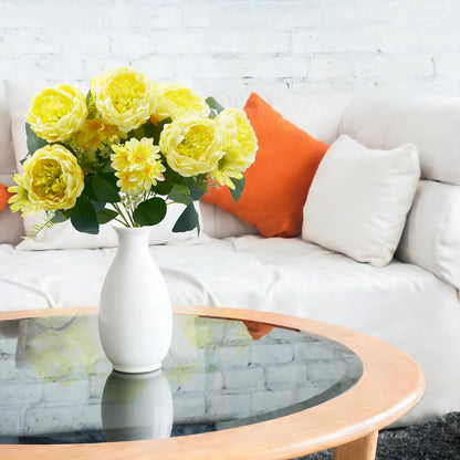Peonies Artificial Flowers, Fake Peony Bouquet, Realistic Faux Peony Silk Flowers for Wedding, Home Décor, and Table Centerpieces – Ideal for Arrangements and Special Occasions 2 Bouquets (Yellow)