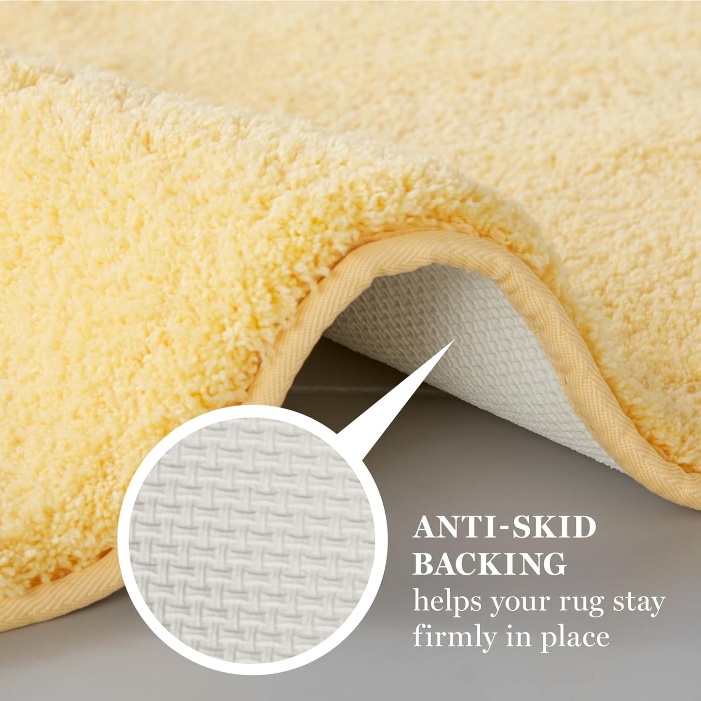 Drylon Microfiber Bath Rug - 1 Piece, Ultra Soft Plush, Non-Slip, Thick, Washable Bathroom Rugs, Home Decor Accessories, Household Essentials, Small Bath Mat, 17" x 24", Yellow