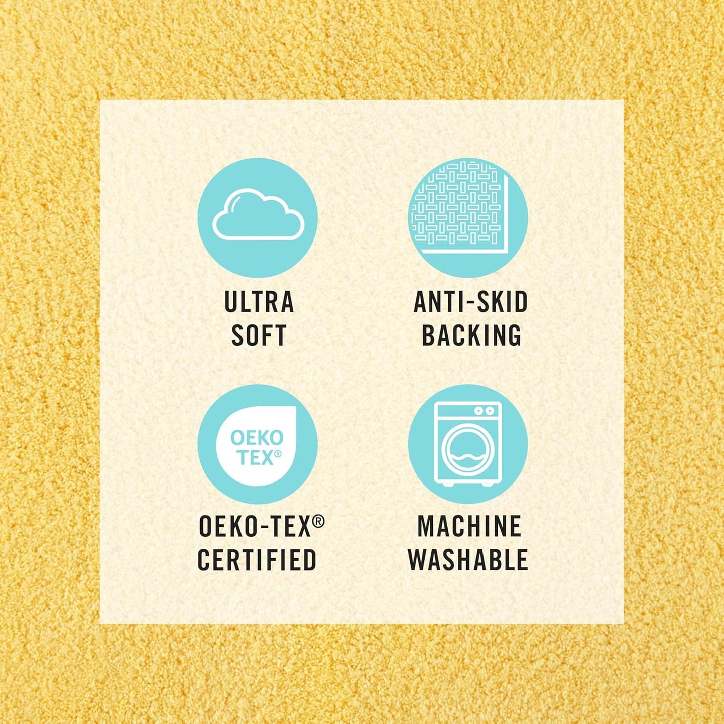 Drylon Microfiber Bath Rug - 1 Piece, Ultra Soft Plush, Non-Slip, Thick, Washable Bathroom Rugs, Home Decor Accessories, Household Essentials, Small Bath Mat, 17" x 24", Yellow