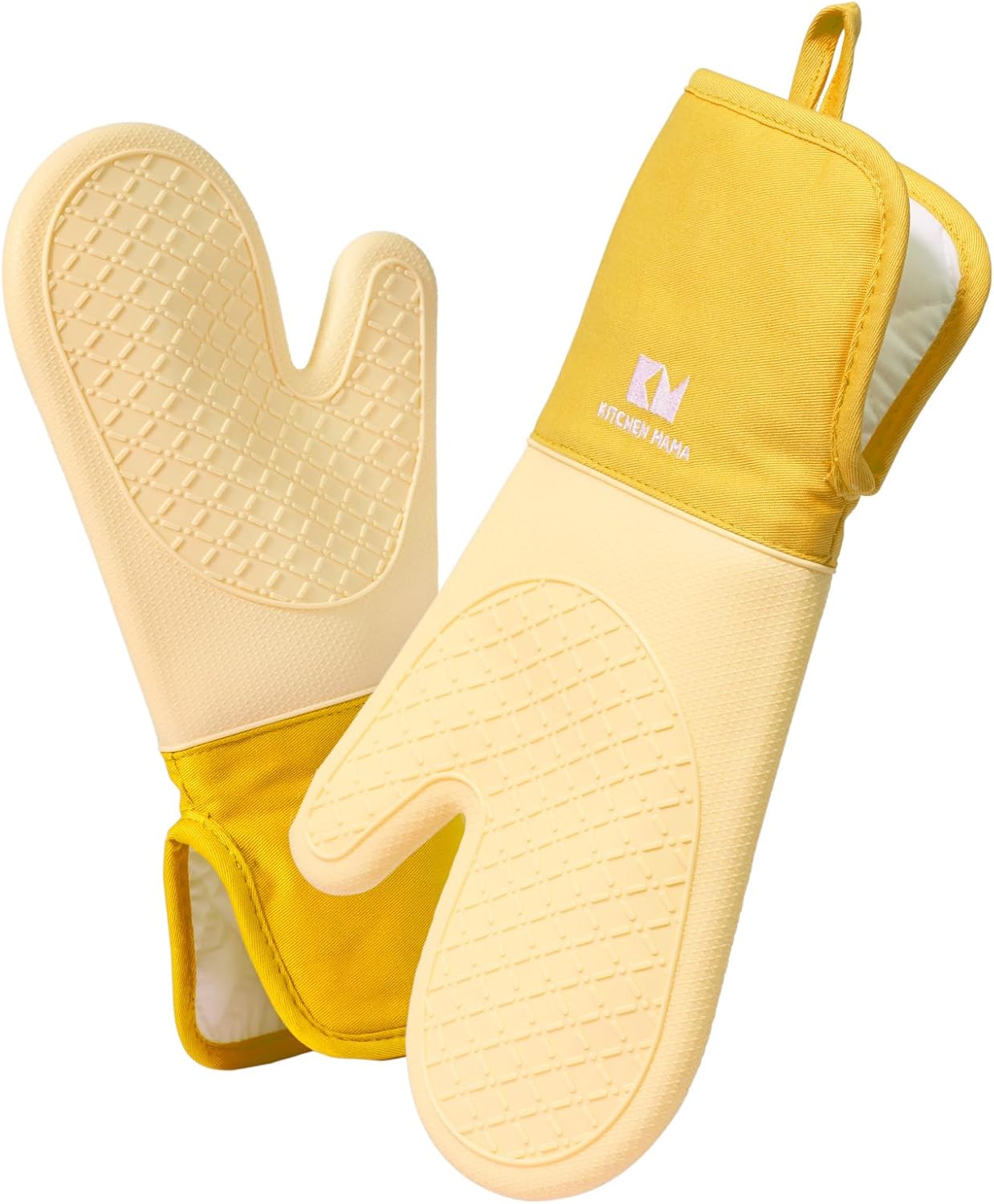 UltraShield Silicone Oven Mitts, Yellow | Heat Resistant, Non-Slip Surface, Waterproof, Flexible, Durable