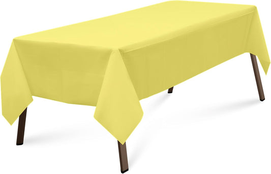 Light Yellow 3 Pack Rectangle Plastic Tablecloth 54 x 108 Inches Premium Pastel Yellow Decorative Table Cover for Baby Shower, Birthday, Wedding, Indoor and Outdoor use
