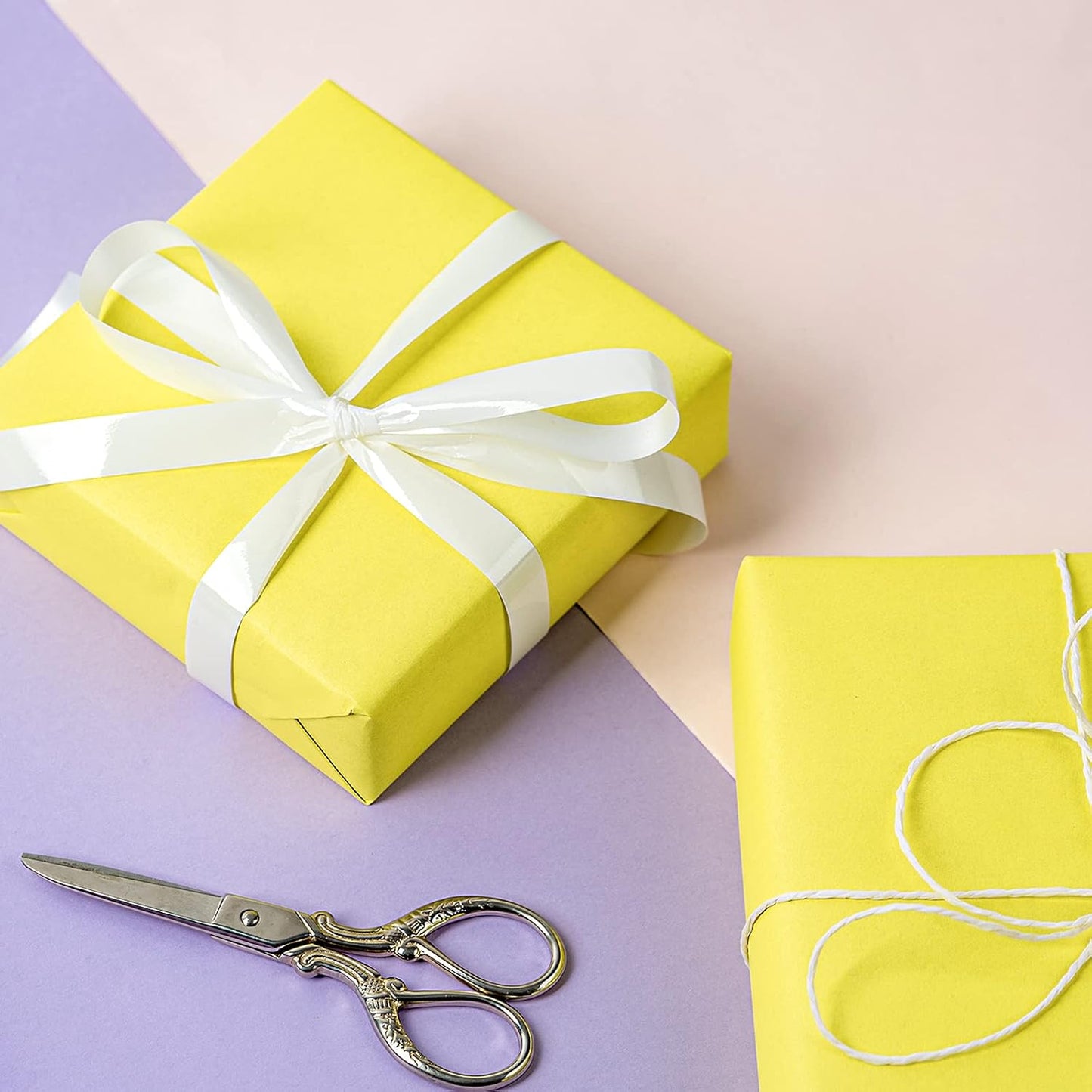 Lemon Wrapping Paper Roll - Fluorescent Neon Yellow Solid Color Paper for Birthday, Valentine's, Mother's Day, Holiday - 17 inches x 32.8 Feet (47.23 sq.ft.)