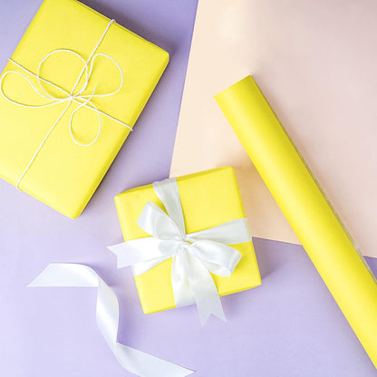 Lemon Wrapping Paper Roll - Fluorescent Neon Yellow Solid Color Paper for Birthday, Valentine's, Mother's Day, Holiday - 17 inches x 32.8 Feet (47.23 sq.ft.)