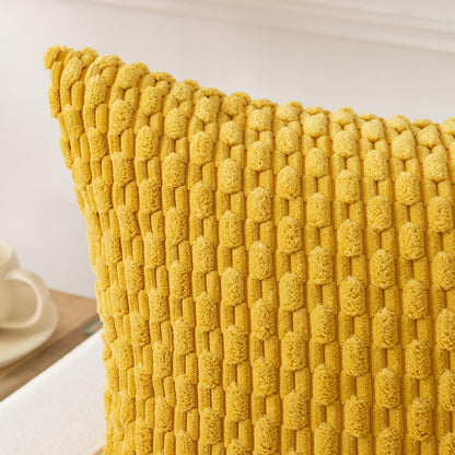 Soft Corduroy 20"x54" Pillow Cover 1 Pack, Mustard Yellow | Boho Stripe Plush Corduroy Decorative Oblong Cushion Cover Modern Farmhouse Home Decor for Sofa Couch Bed Chair