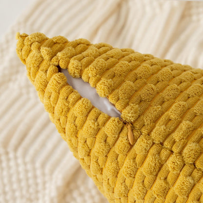 Soft Corduroy 20"x54" Pillow Cover 1 Pack, Mustard Yellow | Boho Stripe Plush Corduroy Decorative Oblong Cushion Cover Modern Farmhouse Home Decor for Sofa Couch Bed Chair