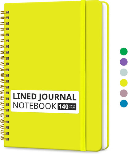 Lined Spiral Journal Notebook for Women & Men, 140 Pages, College Ruled Hardcover Notebook for Work & Note Taking, Journals for Writing, A5(5.7" x 7.9") – Lemon Yellow