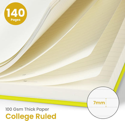 Lined Spiral Journal Notebook for Women & Men, 140 Pages, College Ruled Hardcover Notebook for Work & Note Taking, Journals for Writing, A5(5.7" x 7.9") – Lemon Yellow