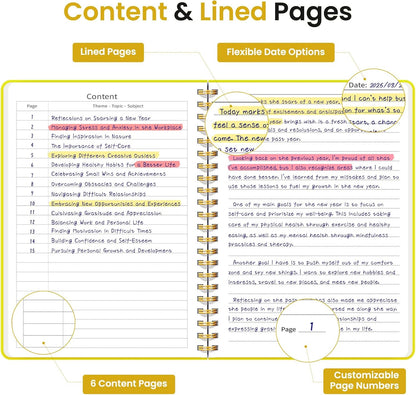 Lined Spiral Journal Notebook for Women & Men, 140 Pages, College Ruled Hardcover Notebook for Work & Note Taking, Journals for Writing, A5(5.7" x 7.9") – Lemon Yellow