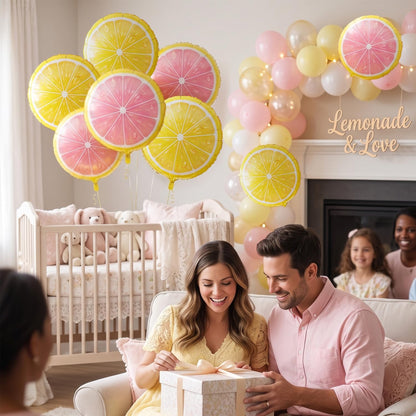 6 Pack Lemon and Pink Lemon Foil Balloons, Lemonade Party Decorations for Pink Lemonade, Main Squeeze, Freshly 16, Freshly Twenty One, Lemon Birthday, Baby Shower, Balloon Arch Decor