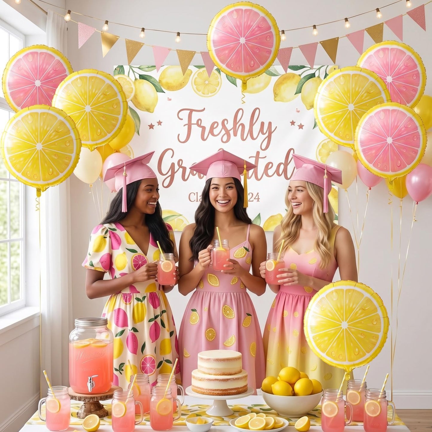 6 Pack Lemon and Pink Lemon Foil Balloons, Lemonade Party Decorations for Pink Lemonade, Main Squeeze, Freshly 16, Freshly Twenty One, Lemon Birthday, Baby Shower, Balloon Arch Decor