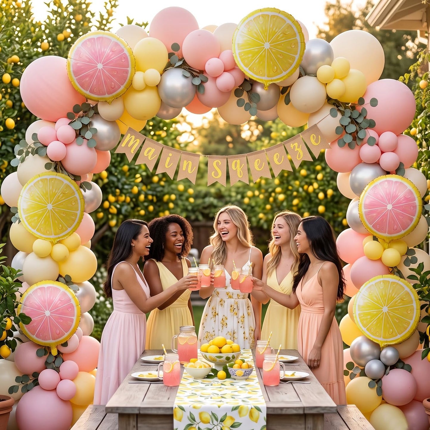 6 Pack Lemon and Pink Lemon Foil Balloons, Lemonade Party Decorations for Pink Lemonade, Main Squeeze, Freshly 16, Freshly Twenty One, Lemon Birthday, Baby Shower, Balloon Arch Decor