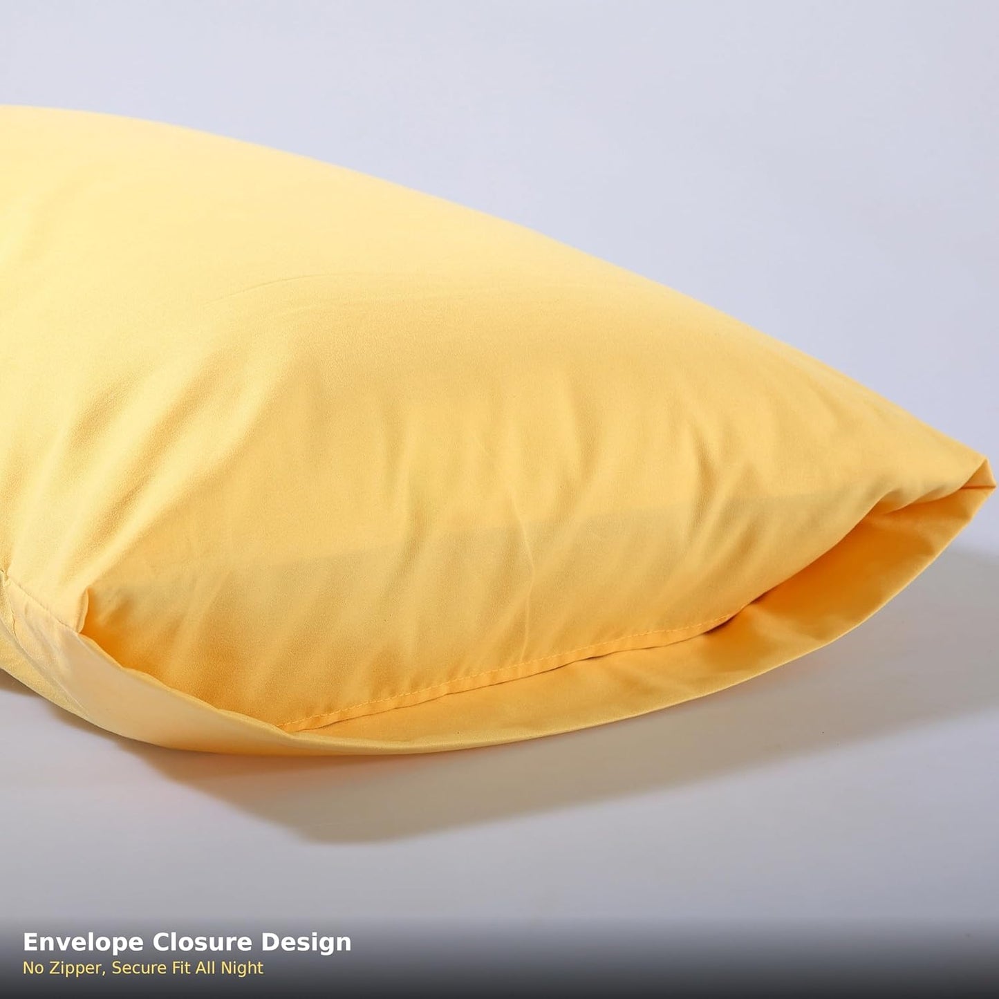 Ultra Soft Brushed Microfiber Standard Size 20"x30" Pillowcases Pair Set of 2 with Envelope Closure (Yellow, 20"x30" Standard)
