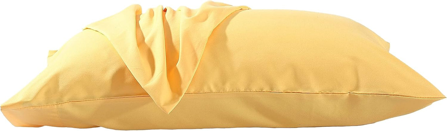 Ultra Soft Brushed Microfiber Standard Size 20"x30" Pillowcases Pair Set of 2 with Envelope Closure (Yellow, 20"x30" Standard)