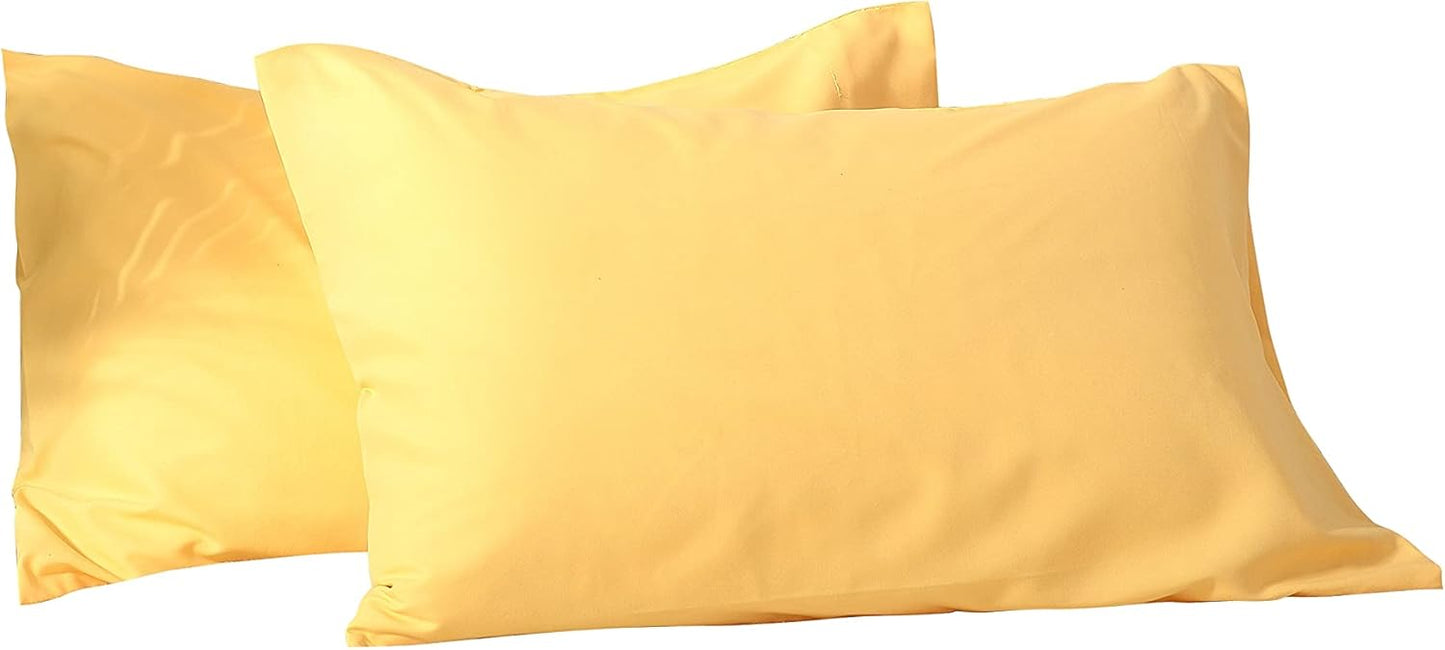 Ultra Soft Brushed Microfiber Standard Size 20"x30" Pillowcases Pair Set of 2 with Envelope Closure (Yellow, 20"x30" Standard)