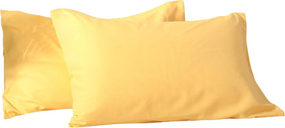 Ultra Soft Brushed Microfiber Standard Size 20"x30" Pillowcases Pair Set of 2 with Envelope Closure (Yellow, 20"x30" Standard)