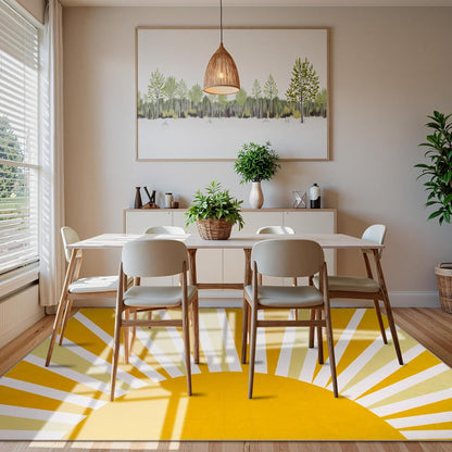 8 x 10 Area Rugs for Living Room - Soft Cute Rugs for Bedroom 8x10 Non-Slip Low-Pile Large Nursery Rug, Boho Rainbow Sun Print Indoor Floor Carpet Rugs for Office Classroom (8'x10', Yellow)