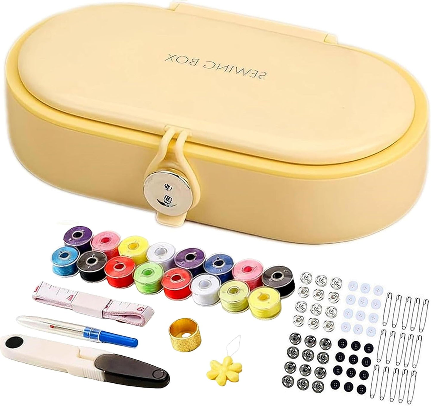 Yellow Sewing Project Kit, 135 Pcs Family Sewing Supplies Repair Kit Traveler Sewing Kit Sewing Thread Accessories DIY Sewing Supplies Organizer (Yellow)
