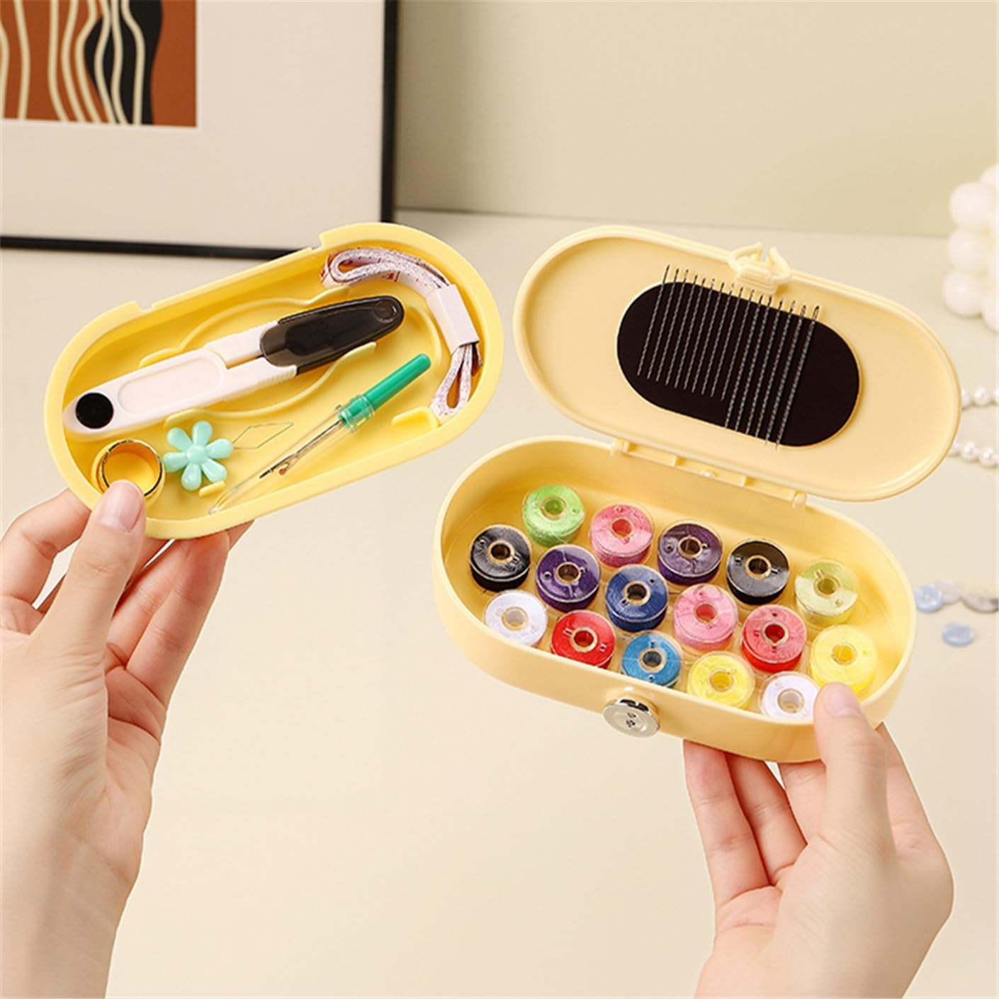 Yellow Sewing Project Kit, 135 Pcs Family Sewing Supplies Repair Kit Traveler Sewing Kit Sewing Thread Accessories DIY Sewing Supplies Organizer (Yellow)