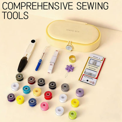 Yellow Sewing Project Kit, 135 Pcs Family Sewing Supplies Repair Kit Traveler Sewing Kit Sewing Thread Accessories DIY Sewing Supplies Organizer (Yellow)