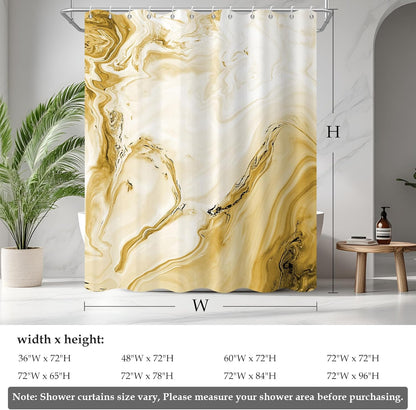 Yellow Marble Shower Curtain, Waterproof Shower Curtain for Bathroom Modern Abstract Art Faux Stone Pattern Bathroom Bathtub Home Decor with Hooks, Machine Washable, 72x72 Inch