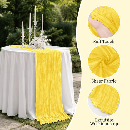 8 Pack Lemon Yellow 17 x 108 Inch Cheesecloth Table Runner - Boho Gauze Sheer Fabric for Wedding Baby Shower Party Home Decor