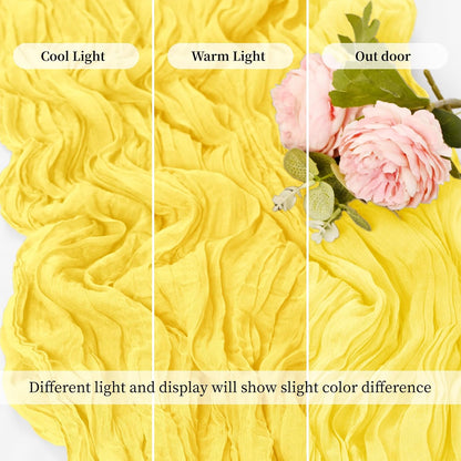 8 Pack Lemon Yellow 17 x 108 Inch Cheesecloth Table Runner - Boho Gauze Sheer Fabric for Wedding Baby Shower Party Home Decor