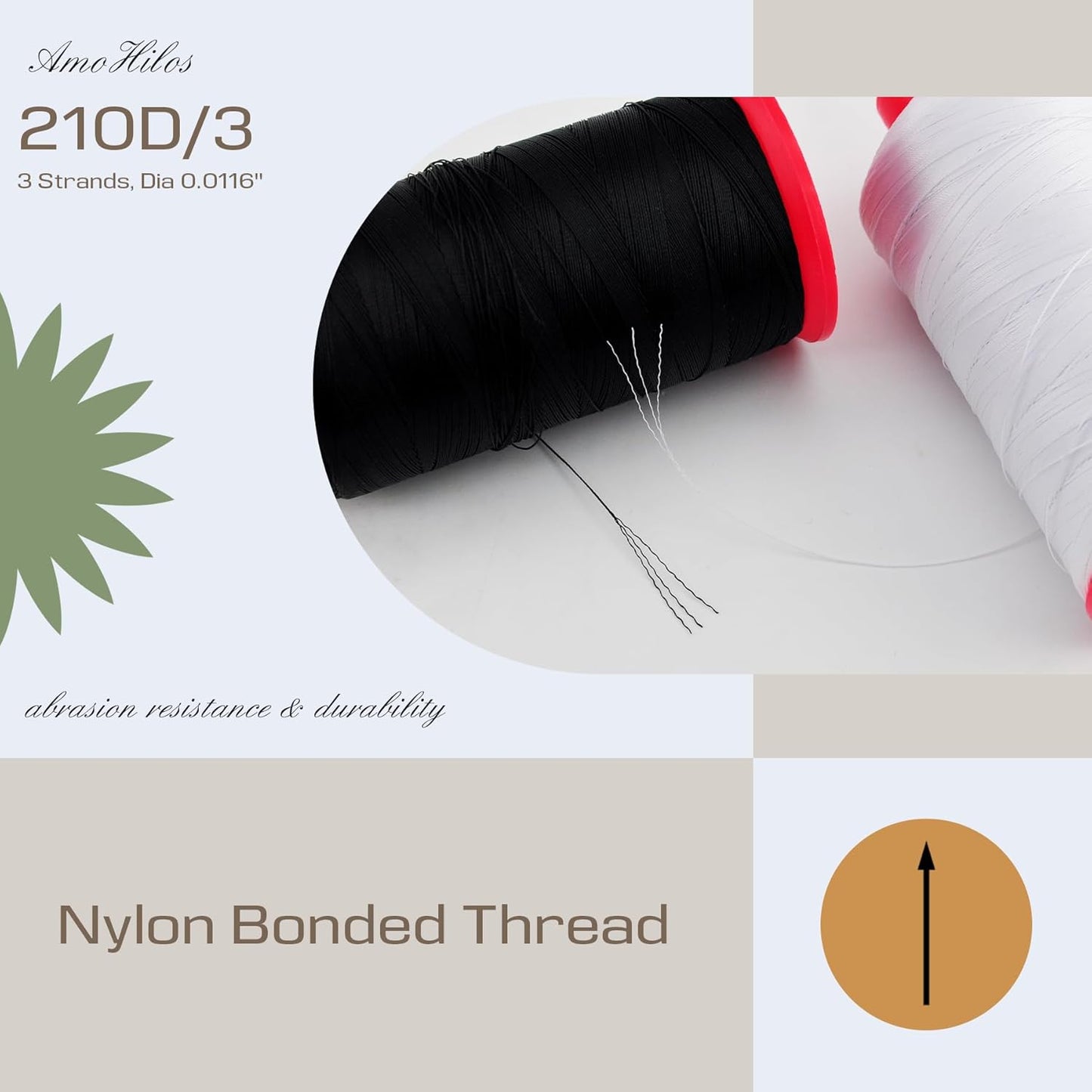 Heavy Duty Bonded Nylon 66 Sewing Thread 210D/3 T70#69 1500 Yards for Canvas Furniture Upholstery Leather Goods Automotive Leather Footwear Outdoors (4195-Neon Yellow)