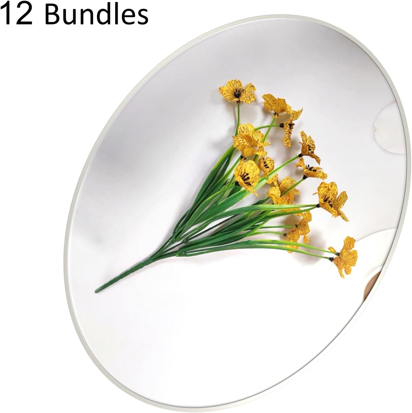 12 Bundles Yellow Artificial Flowers Faux Floral, No Fade Faux Flowers Fake Plastic Plants for Decoration Hanging Planters Indoor Outside Garden Porch Window Box