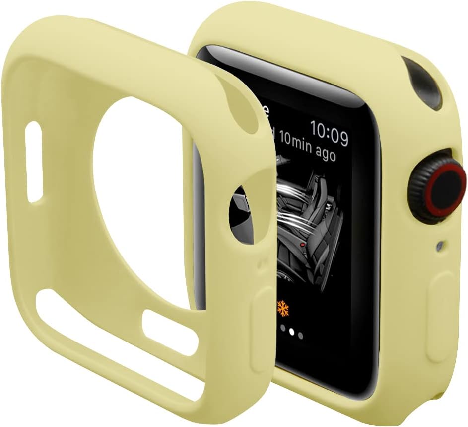 Soft Candy Colors Case for Apple Watch Series 7/8/9 45MM, Ultra Thin TPU Shockproof Smart Watch Cases Bumper Cover for iWatch Series [No Screen] Yellow