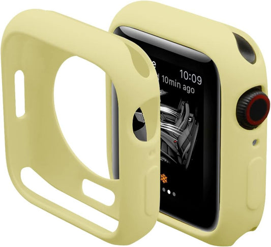 Soft Candy Colors Case for Apple Watch Series 7/8/9 45MM, Ultra Thin TPU Shockproof Smart Watch Cases Bumper Cover for iWatch Series [No Screen] Yellow