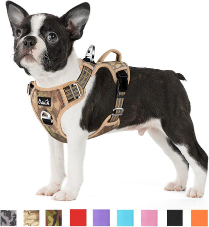 No Pull Dog Harness, Heavy Duty No Choke Pet, Yellow Camo, M | Adjustable Soft Padded Dog Vest for Small, Medium and Large Dogs, with 2 Leash Clips and Easy Control Vertical Handle