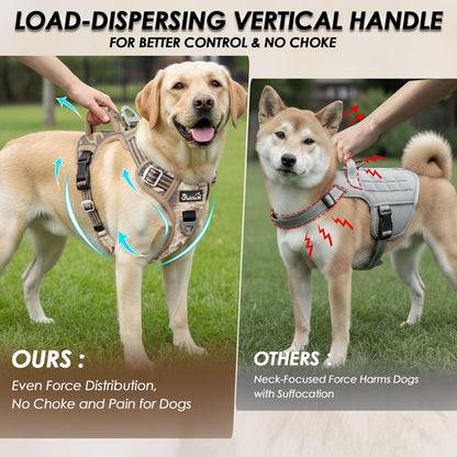No Pull Dog Harness, Heavy Duty No Choke Pet, Yellow Camo, M | Adjustable Soft Padded Dog Vest for Small, Medium and Large Dogs, with 2 Leash Clips and Easy Control Vertical Handle
