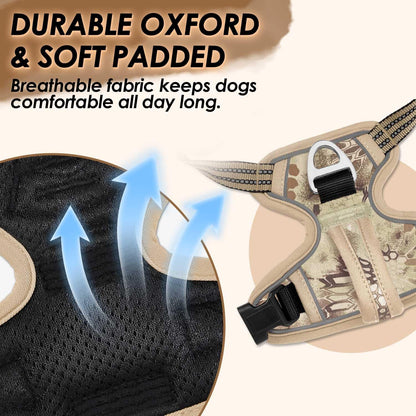 No Pull Dog Harness, Heavy Duty No Choke Pet, Yellow Camo, M | Adjustable Soft Padded Dog Vest for Small, Medium and Large Dogs, with 2 Leash Clips and Easy Control Vertical Handle
