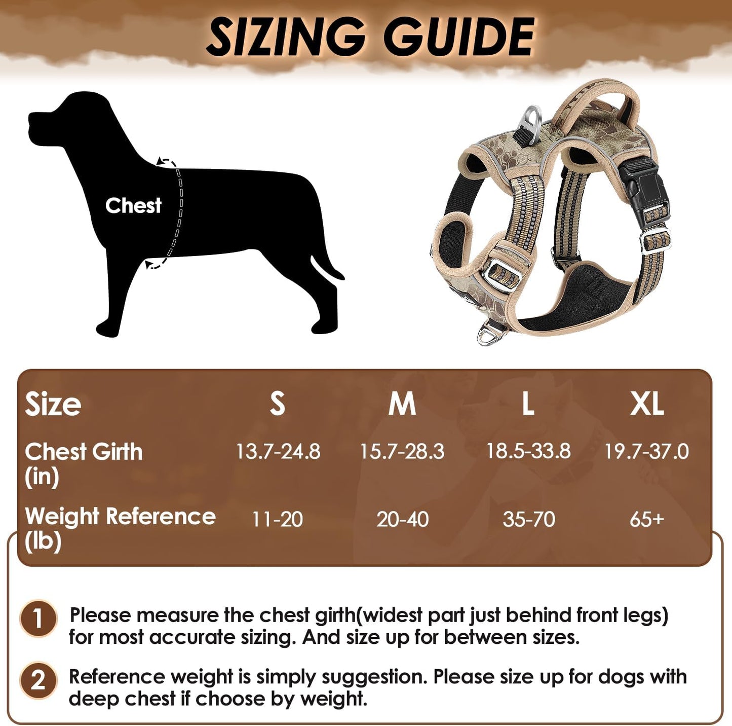 No Pull Dog Harness, Heavy Duty No Choke Pet, Yellow Camo, M | Adjustable Soft Padded Dog Vest for Small, Medium and Large Dogs, with 2 Leash Clips and Easy Control Vertical Handle