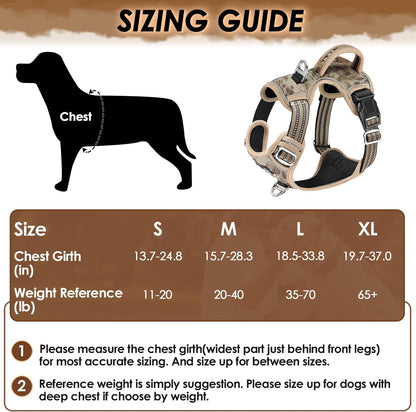No Pull Dog Harness, Heavy Duty No Choke Pet, Yellow Camo, M | Adjustable Soft Padded Dog Vest for Small, Medium and Large Dogs, with 2 Leash Clips and Easy Control Vertical Handle