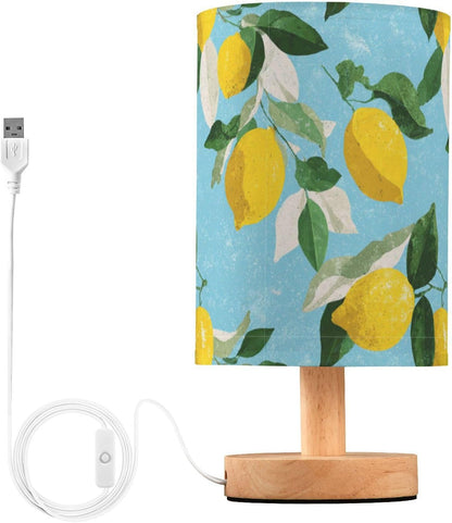 Bedside Table Lamp Lemon Yellow Citrus Fruits (46) Kids Nightstand Lamp Night Light Fabric Shade for Bedroom Living Room Home Office
