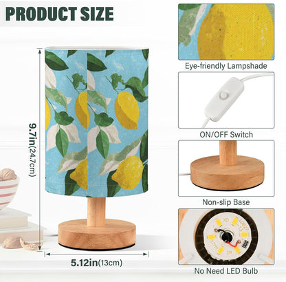 Bedside Table Lamp Lemon Yellow Citrus Fruits (46) Kids Nightstand Lamp Night Light Fabric Shade for Bedroom Living Room Home Office