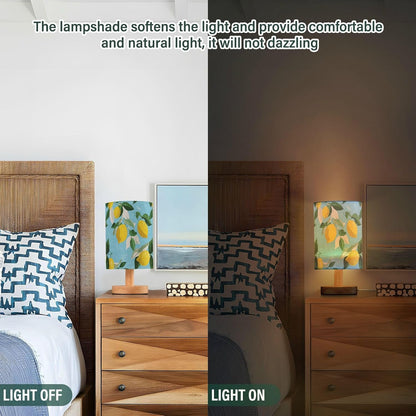 Bedside Table Lamp Lemon Yellow Citrus Fruits (46) Kids Nightstand Lamp Night Light Fabric Shade for Bedroom Living Room Home Office
