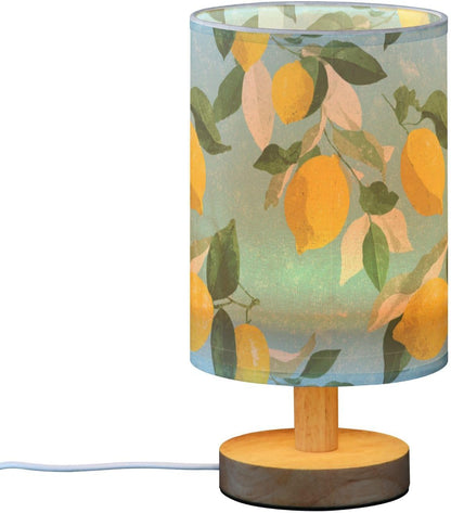 Bedside Table Lamp Lemon Yellow Citrus Fruits (46) Kids Nightstand Lamp Night Light Fabric Shade for Bedroom Living Room Home Office
