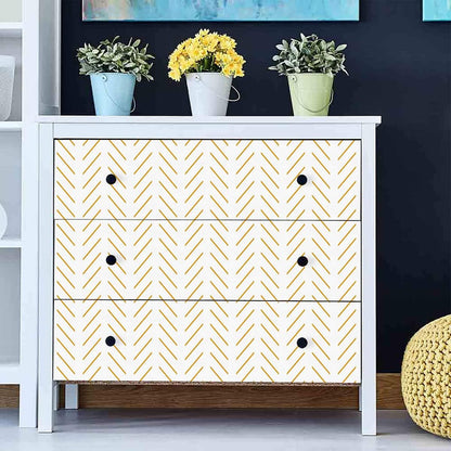Yellow and White Peel and Stick Wallpaper Modern Herringbone Wallpaper Bathroom 17.7inch x 118.1inch Geometric Removable Contact Paper Peel and Stick Self Adhesive Cabinet Wall Paper Waterproof