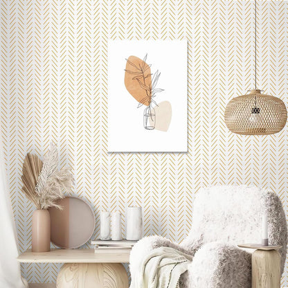 Yellow and White Peel and Stick Wallpaper Modern Herringbone Wallpaper Bathroom 17.7inch x 118.1inch Geometric Removable Contact Paper Peel and Stick Self Adhesive Cabinet Wall Paper Waterproof