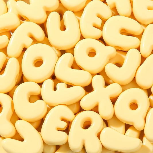 500g/160pcs Large Hole Letter Beads A-Z Acrylic Yellow Cute Letter Beads Assorted Colors Alphabet for Keychain Decorations Hanging Charms Necklace Bracelet DIY Jewelry Making (Yellow)