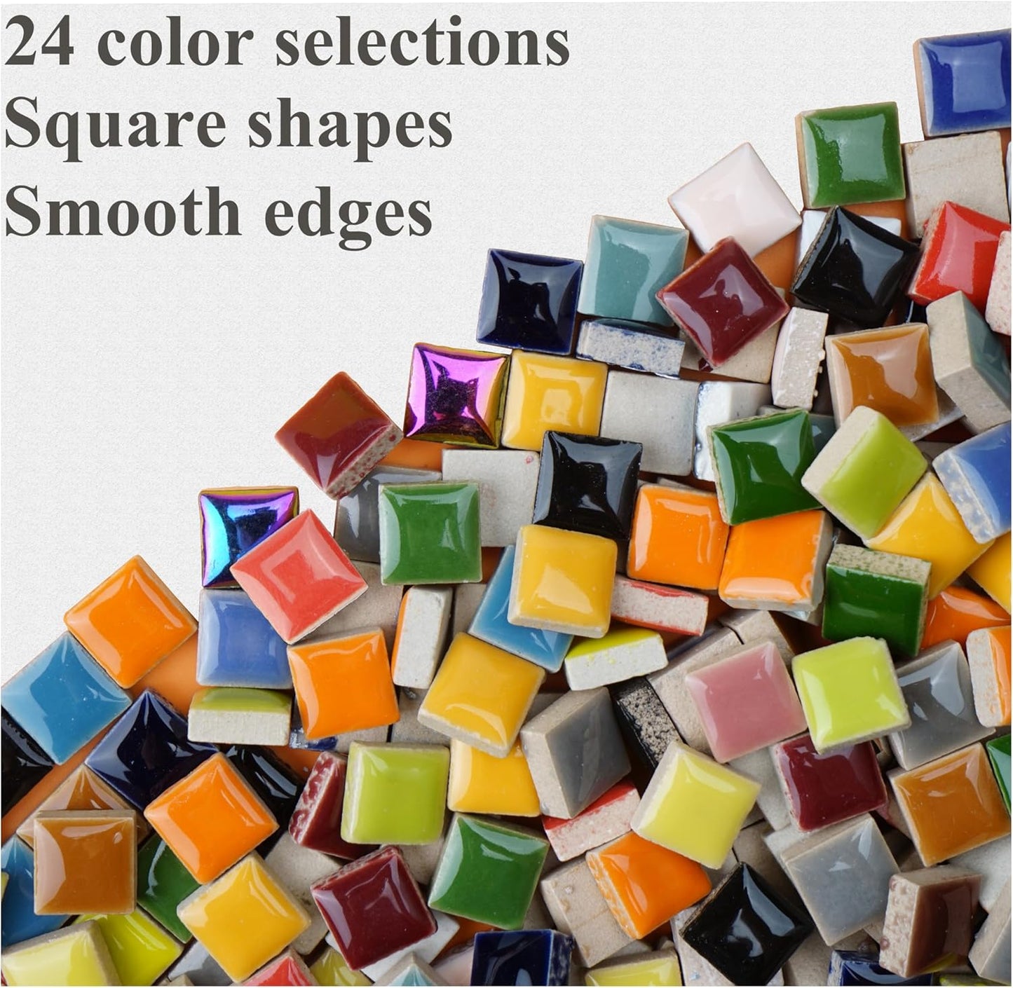 Glazed Ceramic Mosaic Tiles for Crafts,200 Pieces/300g Mosaic Pieces,12mm Square Shapes Glazed Porcelain Tiles for Art Craft Home Garden Decoration,Canary Yellow