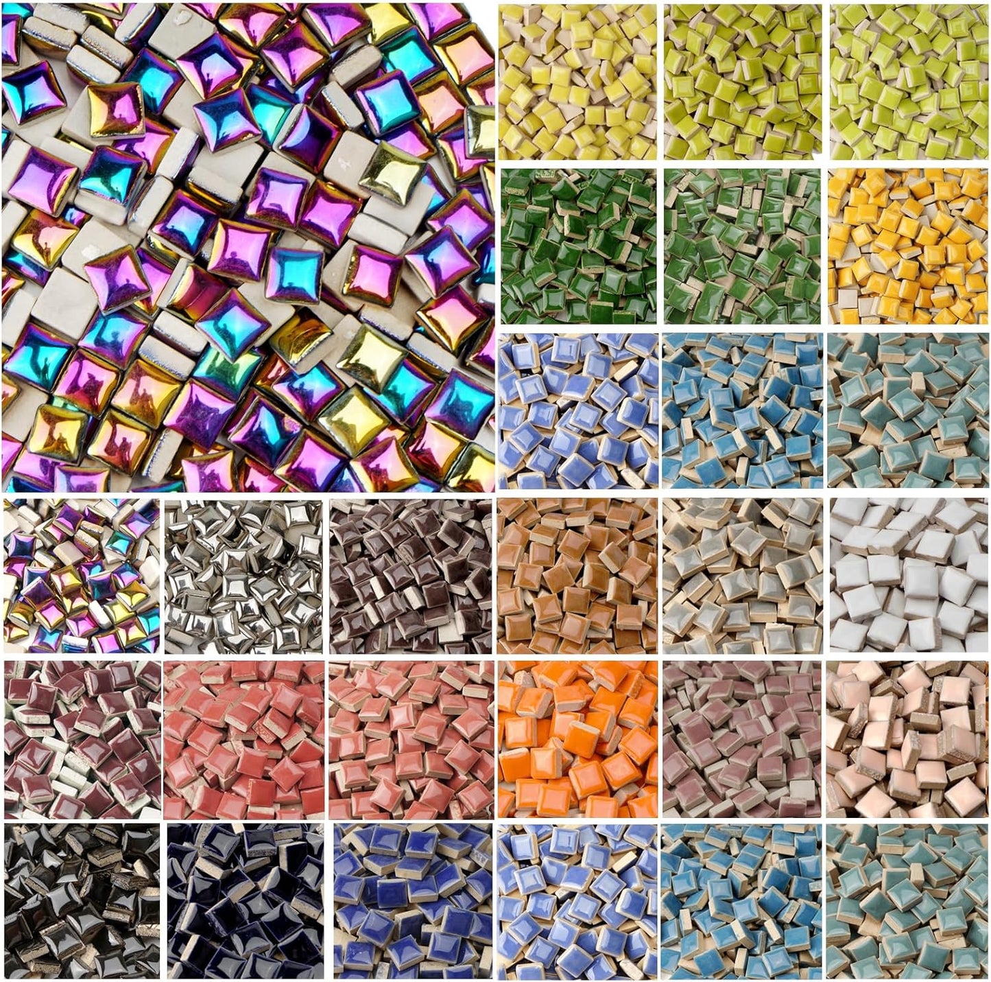Glazed Ceramic Mosaic Tiles for Crafts,200 Pieces/300g Mosaic Pieces,12mm Square Shapes Glazed Porcelain Tiles for Art Craft Home Garden Decoration,Canary Yellow